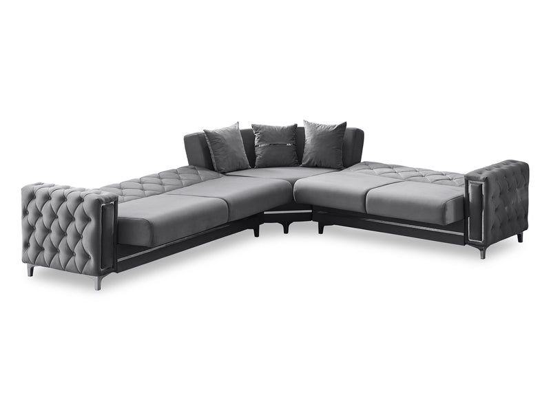 Bolivya 125" / 113" Wide Tufted Convertible Sectional - Sectional