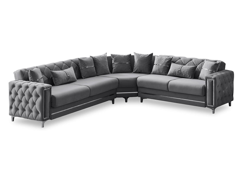 Bolivya 125" / 113" Wide Tufted Convertible Sectional - Sectional