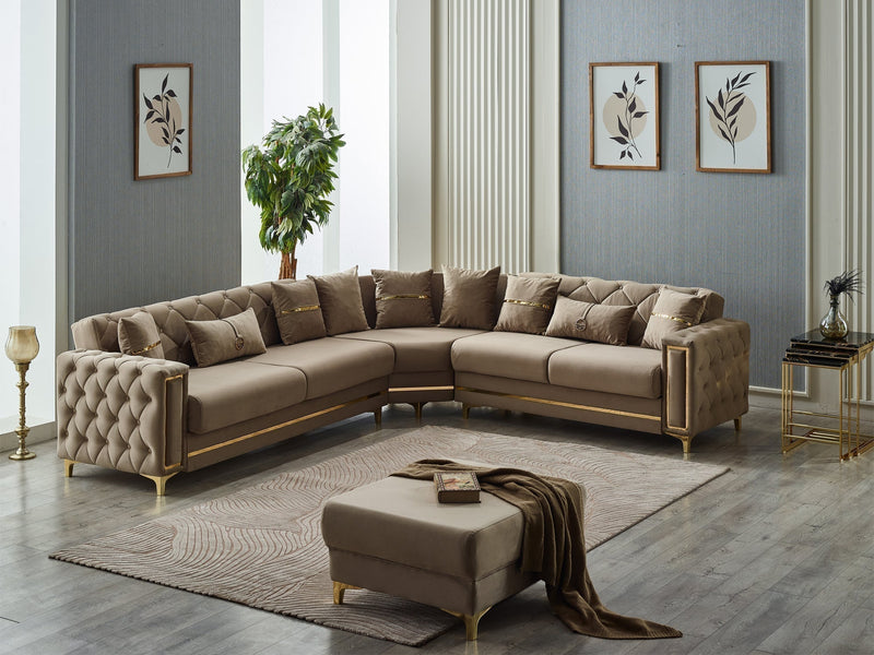 Bolivya 125" / 113" Wide Tufted Convertible Sectional - Sectional