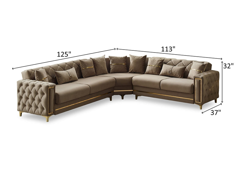 Bolivya 125" / 113" Wide Tufted Convertible Sectional - Sectional