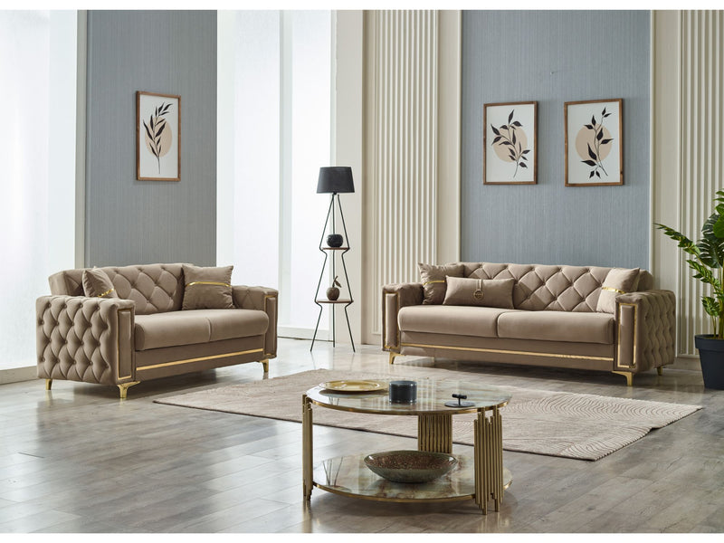 Bolivya 3-pieces (Sofa & Loveseat & Chair) Livingroom Set Beige in Beige - 101-BOL-AN153-321