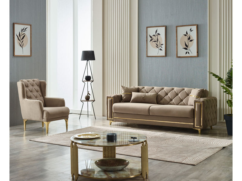Bolivya 3-pieces (Sofa & Loveseat & Chair) Livingroom Set Beige in Beige - 101-BOL-AN153-321