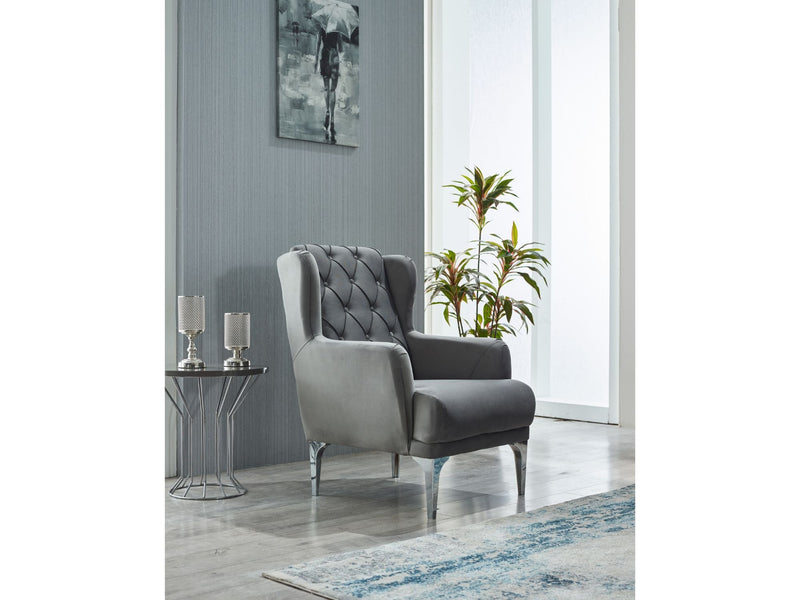 Bolivya 3-pieces (Sofa & Loveseat & Chair) Livingroom Set Grey in Grey - 101-BOL-AN152-321