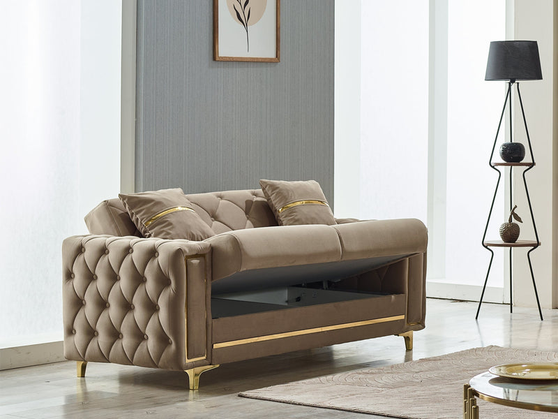 Bolivya 76" Wide Tufted Convertible Loveseat - Loveseat