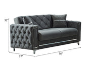 Bolivya 76" Wide Tufted Convertible Loveseat - Loveseat