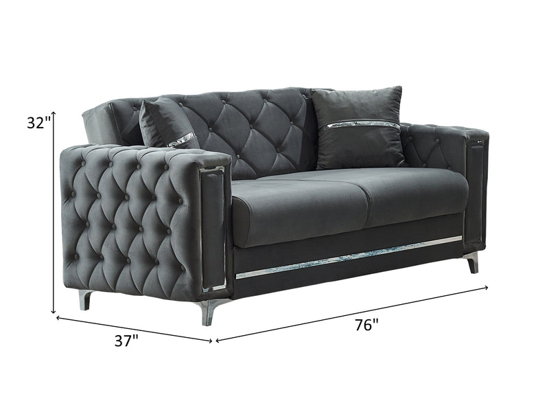 Bolivya 76" Wide Tufted Convertible Loveseat - Loveseat