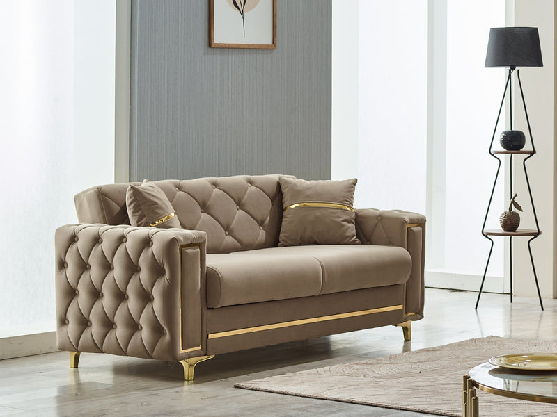 Bolivya 76" Wide Tufted Convertible Loveseat - Loveseat
