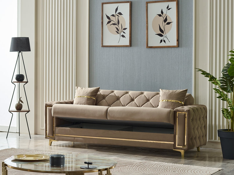 Bolivya 88" Wide Tufted Convertible Sofa - Sofas