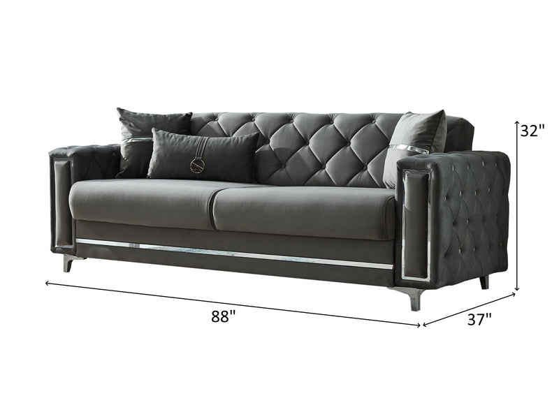Bolivya 88" Wide Tufted Convertible Sofa - Sofas