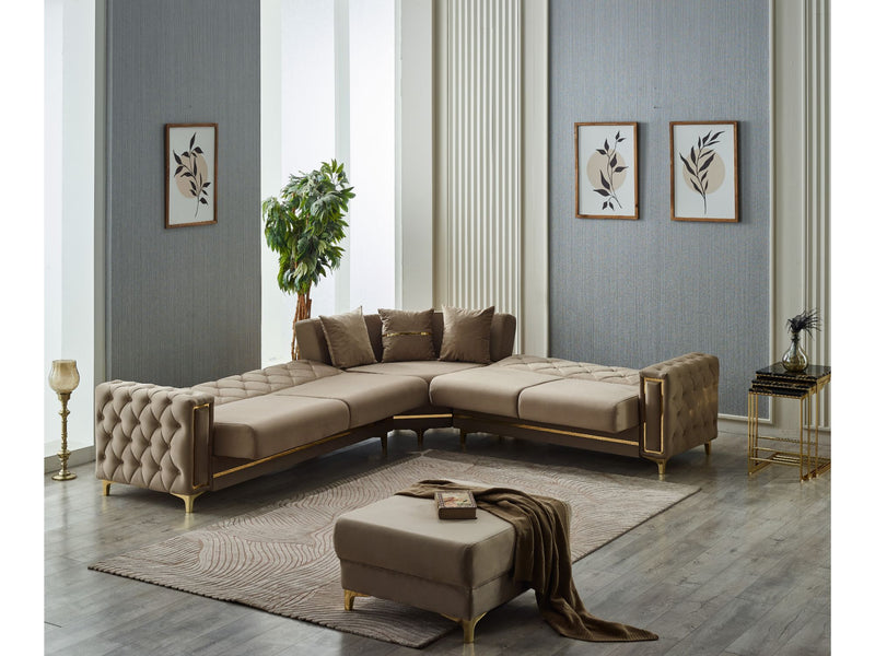 Bolivya Convertible Sectional Sofa Beige in Beige - 105-BOL-ANK153-5