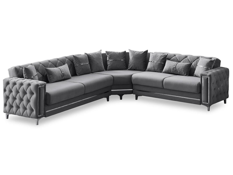 Bolivya Convertible Sectional Sofa Grey in Grey - 105-BOL-ANK152-5