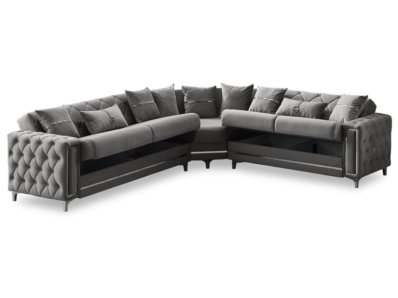 Bolivya Convertible Sectional Sofa Grey in Grey - 105-BOL-ANK152-5