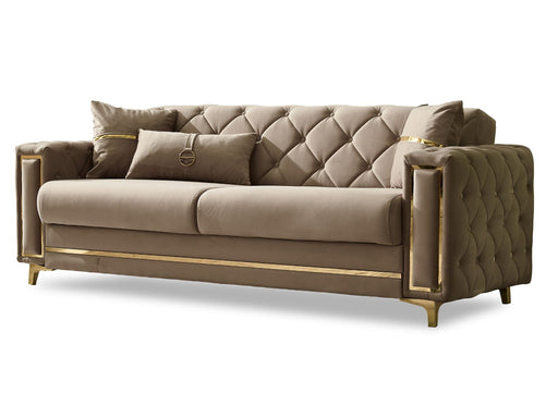 Bolivya Convertible Sofa Beige With Gold Legs in Beige - 101-BOL-AN153-3
