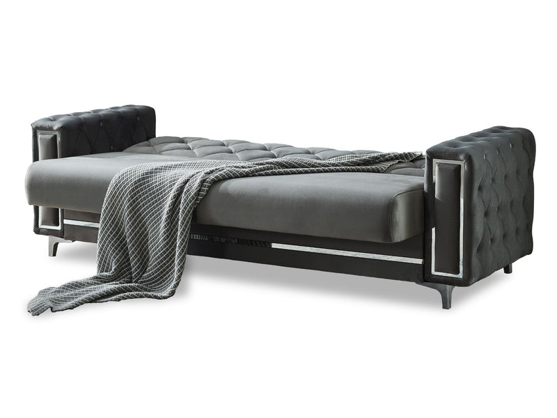 Bolivya Convertible Sofa Grey With Silver Legs in Grey - 101-BOL-AN152-3