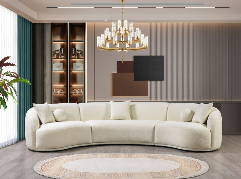 Bonita Ivory Boucle 3 - Piece Curved Sectional - Lara FurnitureSectional