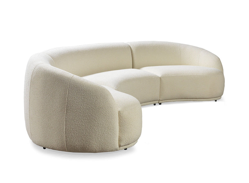 Bonita Ivory Boucle 3 - Piece Curved Sectional - Lara FurnitureSectional