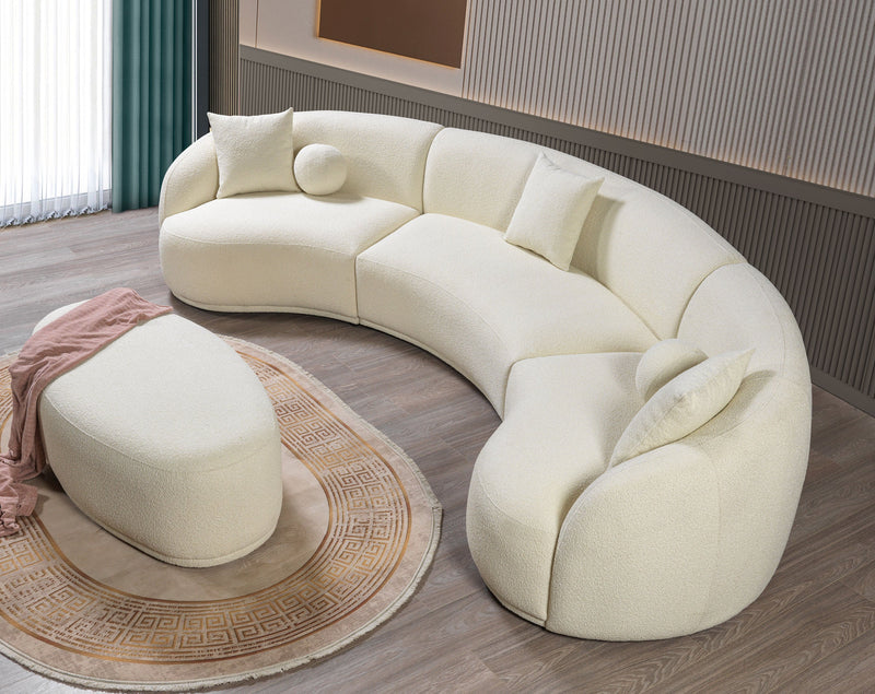 Bonita Ivory Boucle 3 - Piece Curved Sectional - Lara FurnitureSectional