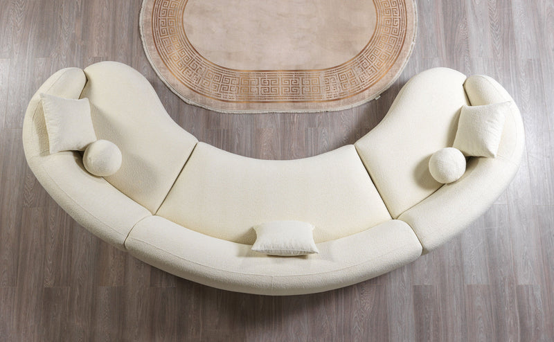 Bonita Ivory Boucle 3 - Piece Curved Sectional - Lara FurnitureSectional
