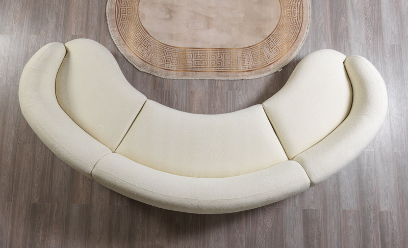 Bonita Ivory Boucle 3 - Piece Curved Sectional - Lara FurnitureSectional