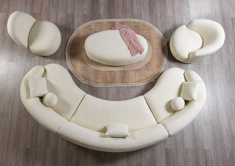 Bonita Ivory Boucle 3 - Piece Curved Sectional - Lara FurnitureSectional