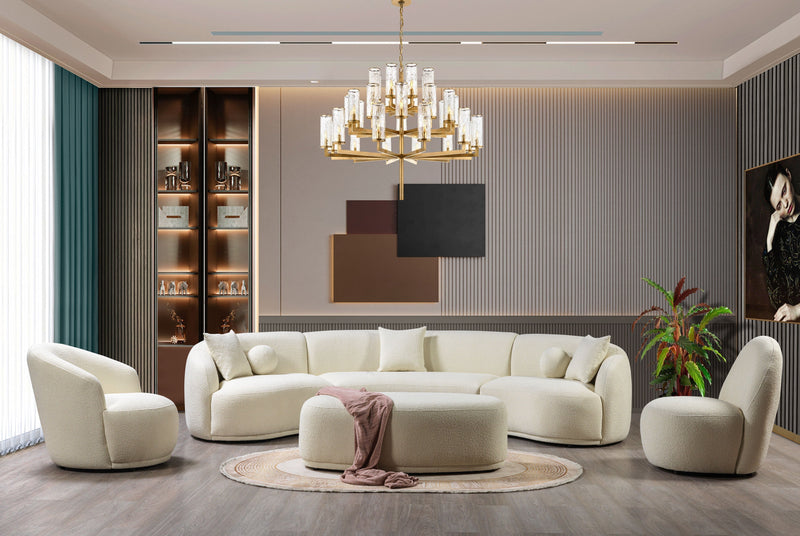 Bonita Ivory Boucle 3 - Piece Curved Sectional - Lara FurnitureSectional