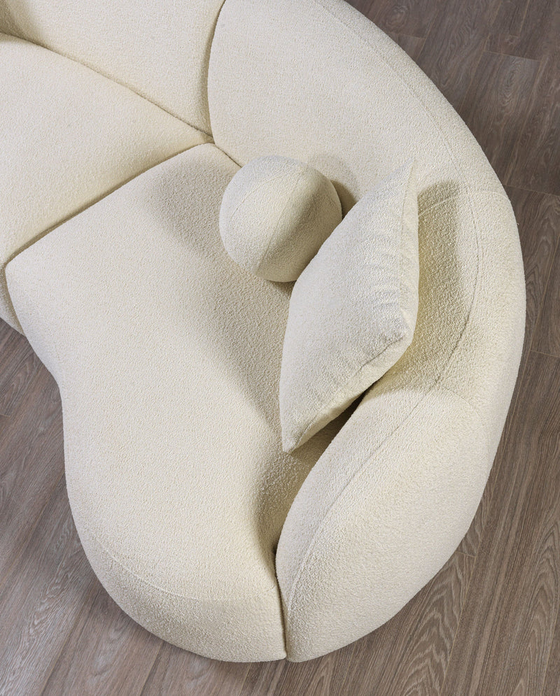 Bonita Ivory Boucle 3 - Piece Curved Sectional - Lara FurnitureSectional