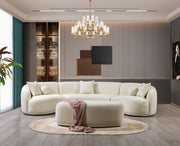 Bonita Ivory Boucle 3 - Piece Curved Sectional - Lara FurnitureSectional