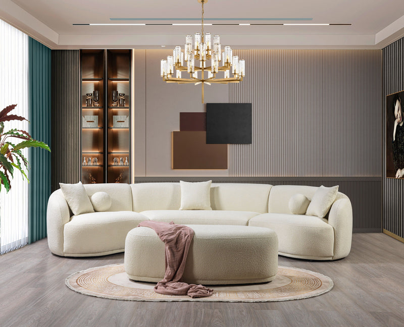 Bonita Ivory Boucle 3 - Piece Curved Sectional - Lara FurnitureSectional