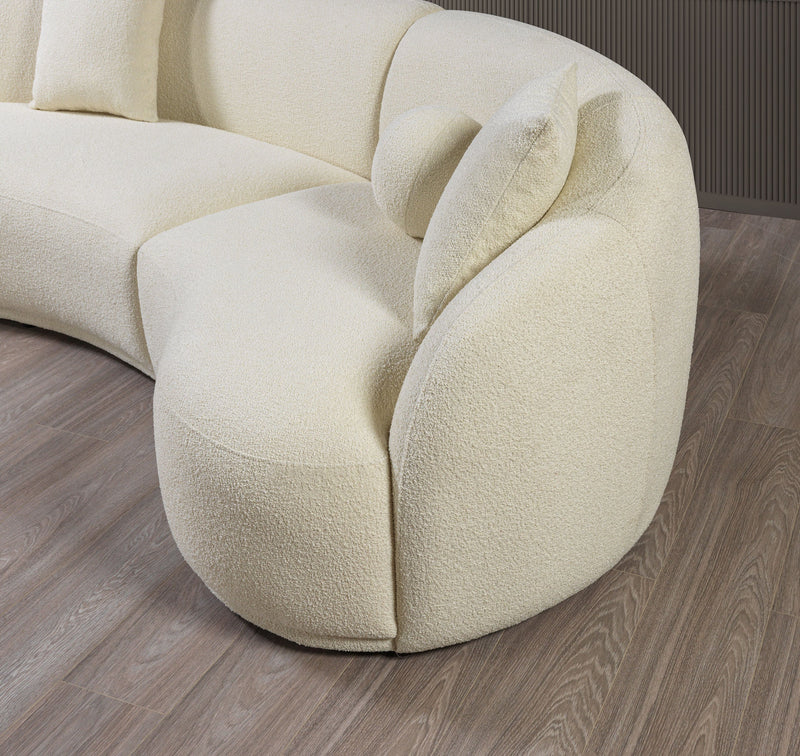 Bonita Ivory Boucle 3 - Piece Curved Sectional - Lara FurnitureSectional