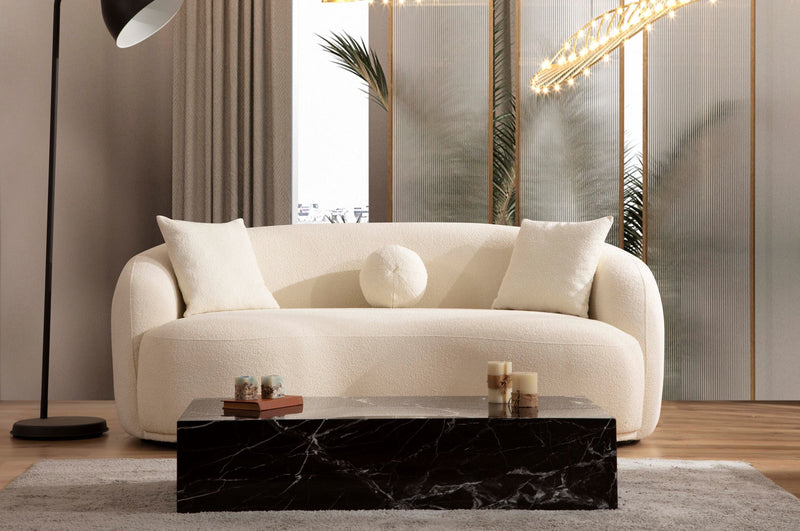 Bonita Ivory Boucle Living Room Set - Lara FurnitureLiving Room Set