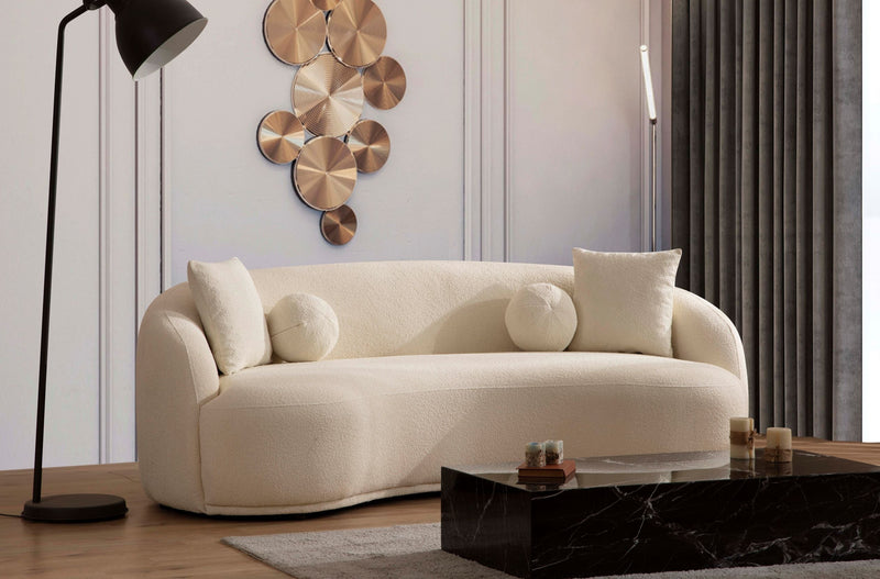 Bonita Ivory Boucle Living Room Set - Lara FurnitureLiving Room Set