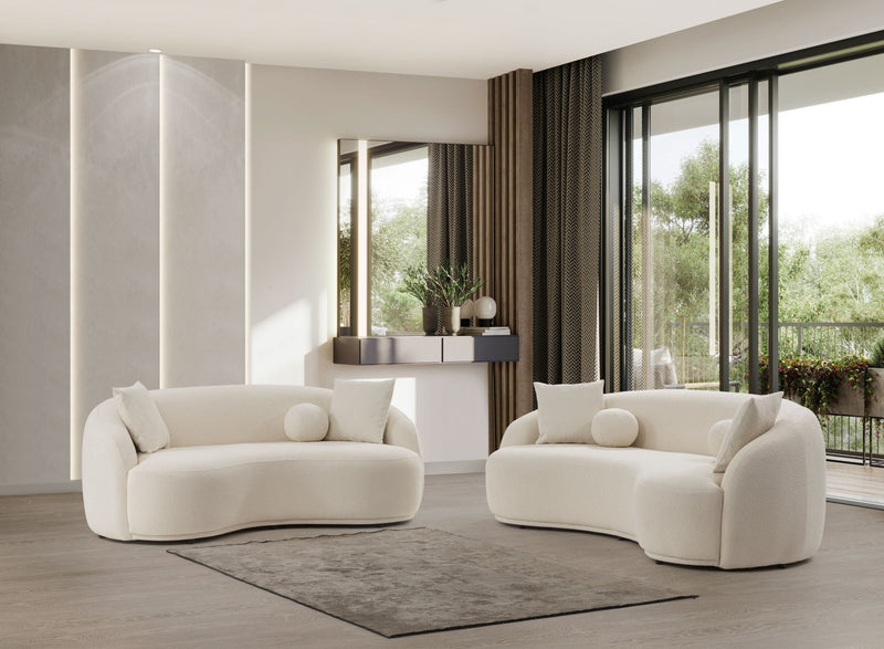 Bonita Ivory Boucle Living Room Set - Lara FurnitureLiving Room Set