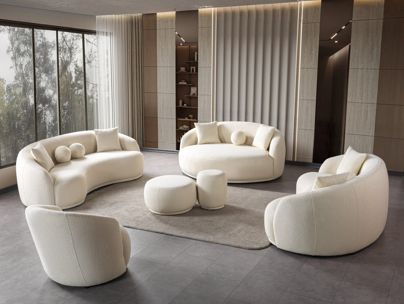Bonita Ivory Boucle Round Sofa  71" - BONITAIVORY-RS