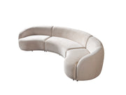 Bonita Ivory Velvet 3-Piece Curved 138" Sectional - BONITAIVORYVL-SEC3