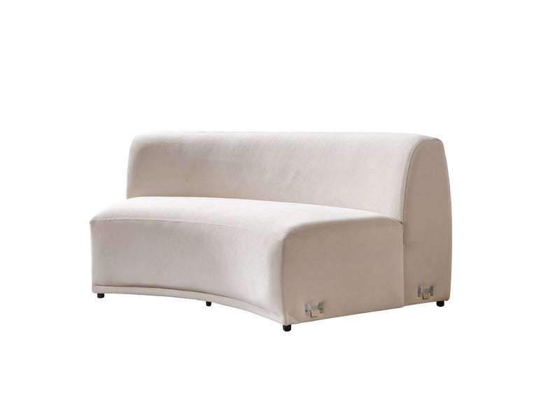 Bonita Ivory Velvet 3-Piece Curved 138" Sectional - BONITAIVORYVL-SEC3