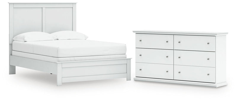 Bostwick Shoals Full Panel Bed and Dresser in White - PKG021569