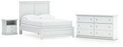 Bostwick Shoals Full Panel Bed with Dresser and Nightstand in White from Ashley - Lara Furniture