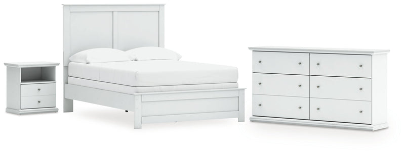 Bostwick Shoals Full Panel Bed with Dresser and Nightstand in White from Ashley - Lara Furniture