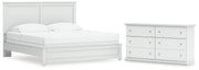 Bostwick Shoals King Panel Bed and Dresser in White - PKG021585