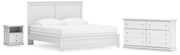 Bostwick Shoals King Panel Bed with Dresser and Nightstand in White from Ashley - Lara Furniture