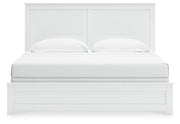 Bostwick Shoals King Panel Bed with Mirrored Dresser and Nightstand in White from Ashley - Lara Furniture