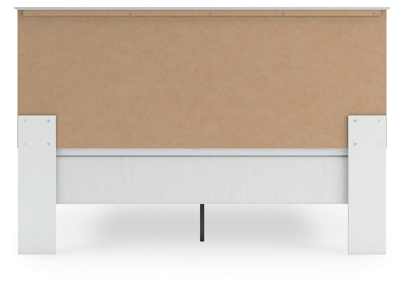 Bostwick Shoals King Panel Bed with Mirrored Dresser and Nightstand in White from Ashley - Lara Furniture