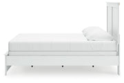 Bostwick Shoals King Panel Bed with Mirrored Dresser and Nightstand in White from Ashley - Lara Furniture