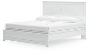 Bostwick Shoals King Panel Bed with Mirrored Dresser and Nightstand in White from Ashley - Lara Furniture