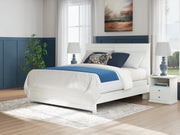 Bostwick Shoals King Panel Bed with Mirrored Dresser and Nightstand in White from Ashley - Lara Furniture