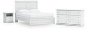 Bostwick Shoals Queen Panel Bed with Dresser and Nightstand in White from Ashley - Lara Furniture