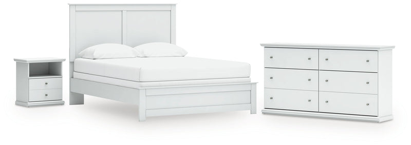 Bostwick Shoals Queen Panel Bed with Dresser and Nightstand in White from Ashley - Lara Furniture