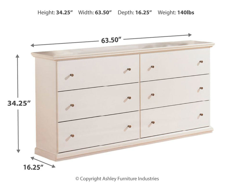 Bostwick Shoals Queen Panel Bed with Dresser and Nightstand in White from Ashley - Lara Furniture