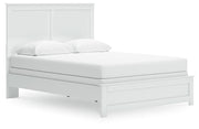 Bostwick Shoals Queen Panel Bed with Mirrored Dresser and Nightstand in White from Ashley - Lara Furniture
