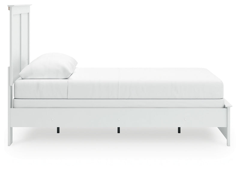 Bostwick Shoals Queen Panel Bed with Mirrored Dresser and Nightstand in White from Ashley - Lara Furniture